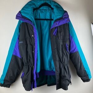 Vintage Men's Columbia Gizzmo Ski Jacket Teal Purple Black Sz M Radial Sleeve™
